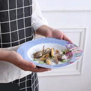 Luxe Serviesset - Bordenset - Kommen set - Soep Borden - Dessert Borden - Dinerborden - set van 30 - 6 persoons - Wit - Blauw - Bloemen