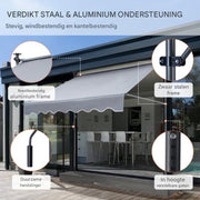 Balkonluifel - Handmatig Intrekbare Luifel - Uitschuifbaar Klemluifel - 3x1,2m Knikarmscherm - in Hoogte Verstelbaar van 2,2 tot 3,1m - Buiten Uitschuifbare Patio Luifel Zonnescherm - Verstelbaar met 39" Zonnescherm Gordijn - voor Achtertuin