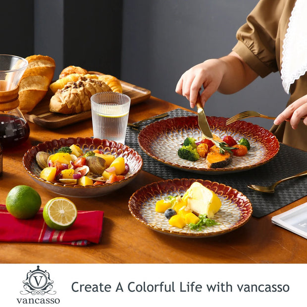 Groen - 12-delig - Bloembladpatroom - Porselein - Borden - Bordenset - Serviesset 6 Persoons - Borden Set