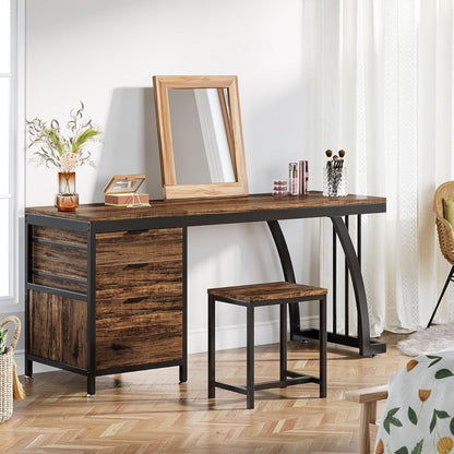 Bureau - met 3 Schakelbare Ladekast - Computerbureau - Computertafel - Bureautafel Bruin - 150 x 50 x 75 cm