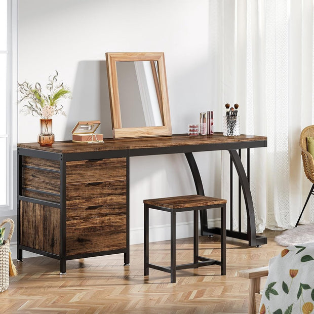 Bureau - met 3 Schakelbare Ladekast - Computerbureau - Computertafel - Bureautafel Bruin - 150 x 50 x 75 cm