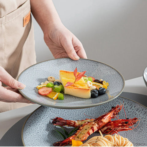 Luxe Serviesset – 32 delig – 8 persoons – Porselein - Bordenset – Dinner platen – Dessertborden - Kommen - Mokken - Schaaltjes - Grijs