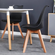 Set of 6 Dining Chairs - Upholstered Chairs with Beech Legs - Stylish Office Chairs for Dining Room, Bedroom, Balcony or Restaurant - Black