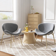 Eetkamerstoel - met Gouden Metalen Poten - Elegante Fluwelen Stoelen - Luxe en Comfortabel Design - voor Woonkamer - Eetkamer en Lounge - Set van 2  Grijs