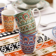 Serviesset - 32-delig - Bohemian Mandala Design - Turquoise Porselein - Diner,Dessertborden, Kommen & Mokken - Uniek & Stijlvol