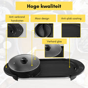 Hotpot Electrisch - Hotpot Pan - Hotpot - Stomer - Slowcooker - Grillplaat - Stoompan - Bbq - Zwart