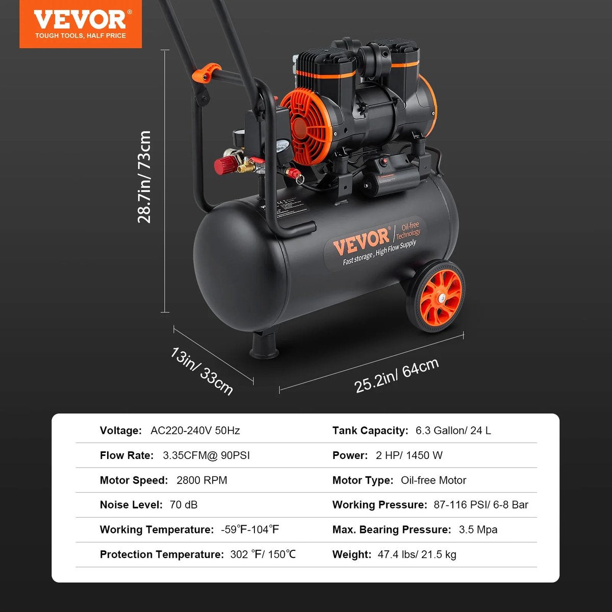 Luchtcompressor bandenpomp - Lucht compressor - Luchtcompressor electrisch - 24L 1450W