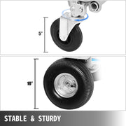 Hand Trolley - 3 in 1 - Aluminium - Twee 10 inch Luchtbanden en Twee - 5 inch Wielen -1 Neusplaat - voor Thuis, Industrieel, Kantoor, School, Werkplaats, Magazijn, Fabriek, Levering - Zilver