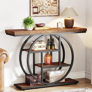 Consoletafel - Sidetable - Console - Haltafel - Metaal en Hout - Bruin - Industrieel - 105 x 80 x 30 cm - Console Tafel voor Hal - Woonkamer - Entree
