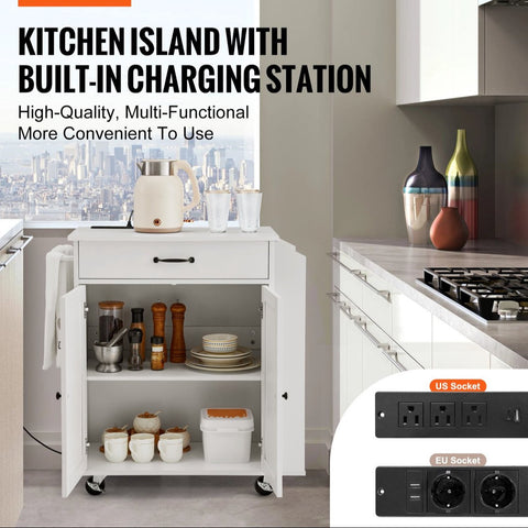 Keukentrolley - Keukentrolley Met Lades - Keukeneiland - Keukentrolley Op Wieltjes - Serveerwagen - Keukentrolleys - Trolley - Opbergrek - Trolley Op Wieltjes - Roltafel - Badkamer Trolley - Opbergtrolley - Woonkamer Trolley Op Wieltjes - Wit