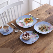 Luxe Serviesset - Bordenset - Kommen set - Soep Borden - Dessert Borden - Dinerborden - set van 30 - 6 persoons - Wit - Blauw - Bloemen