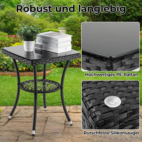 Garden set - Balcony set - Rattan Wicker Chairs - Incl. Table - Terrace - Balcony - Garden furniture - Bistro Set - With Cushions - Gray