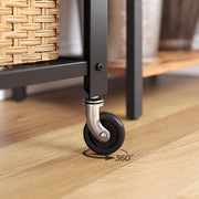 Serveerwagen - Keukentrolley -Trolley - Heukenplank op 4 wielen - Stalen frame - 3 ken - Voor keuken en woonkamer - Industrieel design - Vintageplan bruinzwart - Bruin