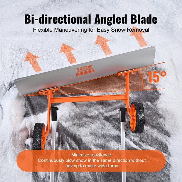 Sneeuwschep - 30-Inch Duwschild - 15° Hellend Ontwerp - Aluminium U-Vormige Handgreep - Efficiënt en Krachtig - Geschikt voor Thuis en Commercieel Gebruik - 120 x 74.5 x 25 cm