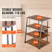 Mediastandaard met stekkerdozen - Hoek-tv-standaard - In hoogte verstelbare houten planken voor diverse media apparaten