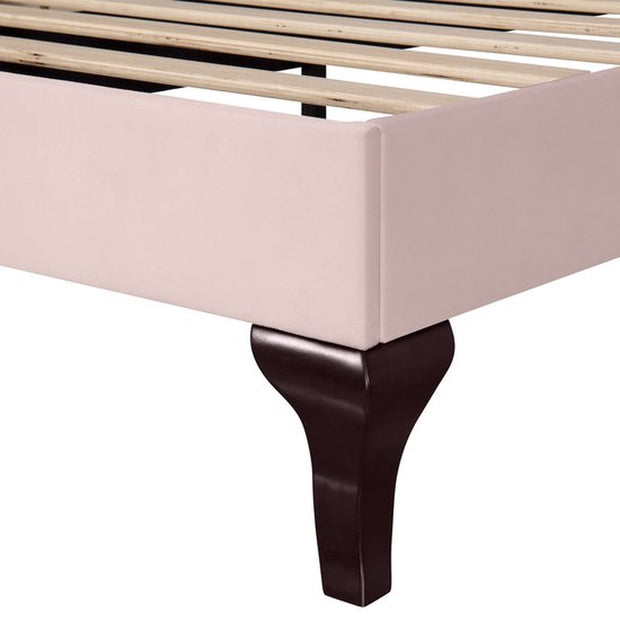 Enkel bed,Gemakkelijke montage, 90*200cm Gestoffeerd bed met lattenbod en hoofdeinde, Gestoffeerd bed met in hoogte verstelbaar hoofdeinde, Jeugdbed, Houten lattensteun, Fluweel, roze