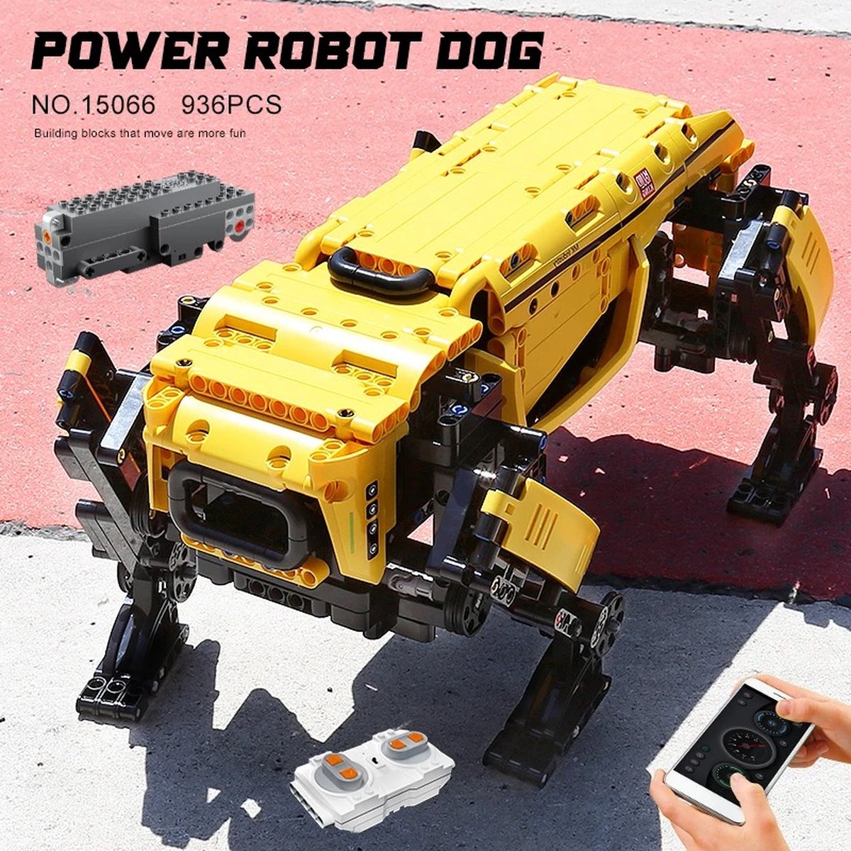 Technische Speelgoed - Bestuurbaar via App - Rc Gemotoriseerde Boston Dynamics - Grote Hond - Set - Montage - Alphadog - Bouwstenen - Bricks