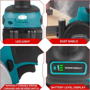 Elektrische Haakse Slijper - Draadloze Cirkelzagen - Snijmachine - Power Tool Haakse Slijper - Stofschild - 5 Slijpschijven - 2 Zaagbladen - Inbussleutel - Led Licht - 2 Accu's - Accu lader - Handleiding - Lichtgewicht - 18V - 76MM