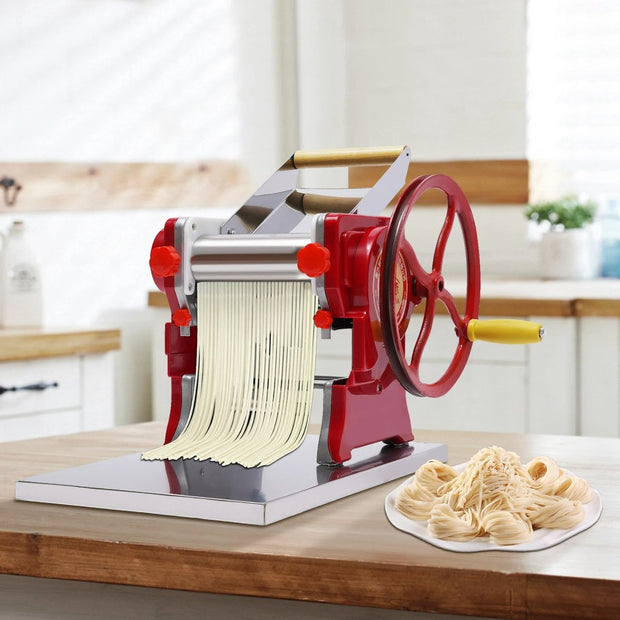Manual Noodle and Pasta Machine - Dumpling Wrapper Machine - Stainless Steel Pasta Maker - Spaghetti Dough Roller - Home Kitchen Appliance
