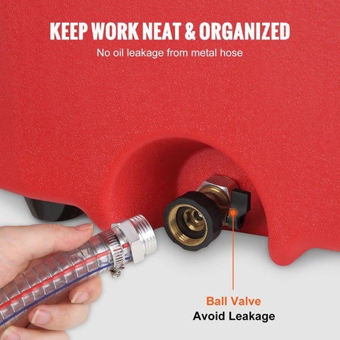 Draagbare Brandstofcontainer - 16 Gallon - 6 Inch Rubberen Wielen - Metaaldraadslang - Anti-lekkage Kogelkraan - Geschikt voor Benzine - Diesel - Smeerolie - Ideaal voor Vrachtwagens - Motorfietsen - Grasmaaiers