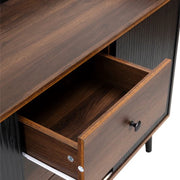 Dressoir - 3 Laden - Hout Kleur - Dressoir Kasten - Dressoirs - Woonkamer - Met Opbregplanken