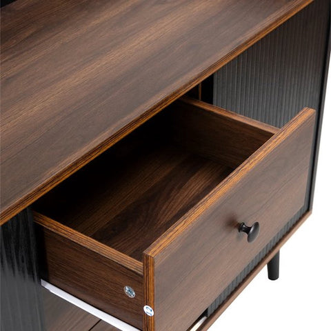 Dressoir - 3 Laden - Hout Kleur - Dressoir Kasten - Dressoirs - Woonkamer - Met Opbregplanken