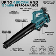 Elektrische Luchtblazer - Bladblazer - Sneeuwblazer - Veegmachine - Draadloos - Verstelbare Standen - Lichtgewicht - Comfortabel gebruik - Tuin Gereedschap - 200 Km/h - 18V - Onderhoudsvrij - Professionele en Thuisgebruikers