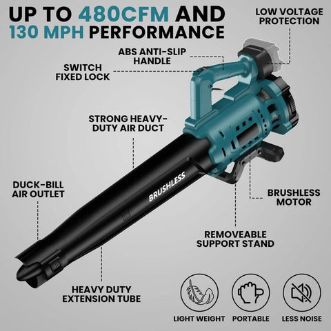 Elektrische Luchtblazer - Bladblazer - Sneeuwblazer - Veegmachine - Draadloos - Verstelbare Standen - Lichtgewicht - Comfortabel gebruik - Tuin Gereedschap - 200 Km/h - 18V - Onderhoudsvrij - Professionele en Thuisgebruikers