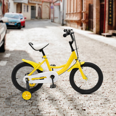 Kinderfiets - 16 Inch - Spelen - 5 tot 8 Jaar - Buiten - Geel / Wit