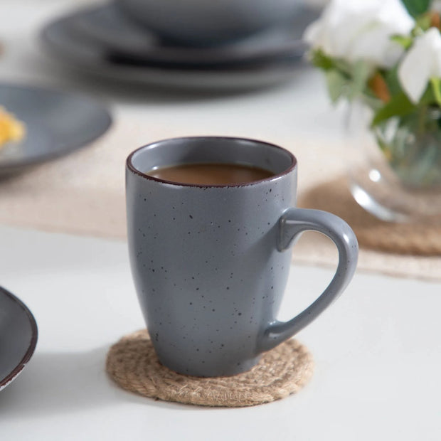 Luxe Serviesset – 32 delig – 8 persoons – Porselein - Bordenset – Dinner platen – Dessertborden - Kommen - Mokken - Schaaltjes -Grijs