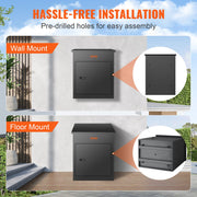 Pakketdoos - met Cijferslot - Pakketdoosvak voor 15-20 kg - Met Interne Scharnieren - Geschikt voor Binnentuinen - 44x35x58,3 cm - Zwart