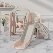 Multifunctionele Glijbaan Schommel Combinatie - Glijbaan - Schommel - Basketbalnet - Roze