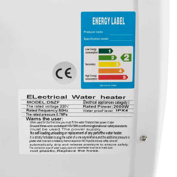 Elektrische Boiler - Doorstroomverwarmer - Doorstroomboiler - Speciaal Ontworpen voor Installatie Onder een Gootsteen - 30°C tot 75°C