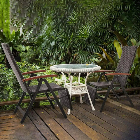 Garden chairs - Adjustable garden chairs - Adjustable garden chair - Brown - Rattan