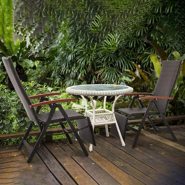 Garden chairs - Adjustable garden chairs - Adjustable garden chair - Brown - Rattan