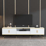 Modern Tv-kast - in Wit - Met een Uniek Patroon - 200x40x46cm - voor Televisie tot 80 inch - Twee Deuren - Kabelbeheer