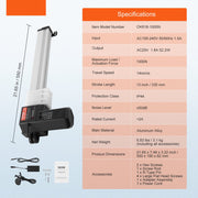 Lineaire Actuatorkit - 1000N - 24V - IP44 - Bescherming - Adaptervoeding - voor Het Optillen van tv/Tafel/Bank - Zilver