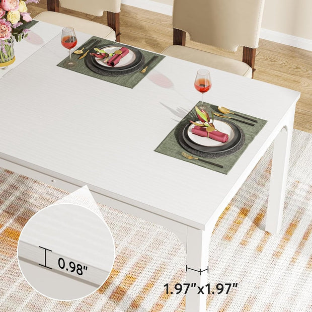 Keukentafel - Eettafel - 200 x 70 x 75 cm - Eetkamertafel Voor 6-8 Personen - met Stevige Metalen Poten - Industrieel Design - Vintage - Wit