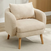 Teddy armchair - Reading chair - Living room - Children's room - Armchair with extra thick cushion - Solid wood legs - Beige