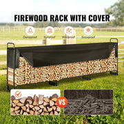 Wood rack - Firewood rack - Firewood rack - Metal - 259 x 36 x 117 CM - Size M - Powder coated frame - Waterproof cover - Loading weight 300 KG - Black
