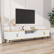 Modern Tv-kast - in Wit - Met een Uniek Patroon - 200x40x46cm - voor Televisie tot 80 inch - Twee Deuren - Kabelbeheer