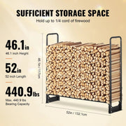 Firewood rack - Outdoor wood storage - Wood storage - With waterproof cover - 132x36x117cm