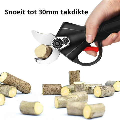 Elektrische Snoeischaar - Met 2 Oplaadbare Accu's - Inclusief Opslagcase En Montagekit - Gemakkelijk Snoeien En Tuin Onderhouden -  21V - Zwart