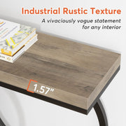 Consoletafel - Sidetable - met O-vormige Gouden Metalen Poten - Haltafel - Wandtafel - 140x30x80 cm - Grijs en Zwart - Metaal en Hout - Modern - Console Tafel