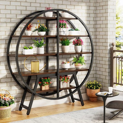 Boekenkast - Bruin - Rond - Vrijstaande Kast - Decoratieve Plank - Boekenrek- Boekenkast Kind