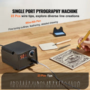 Houtbranderset Pro6 - Hoogwaardige Set - Instelbaar tot 700°C - Digitaal Display - 23 Verschillende Draadpunten - Houder - Soldeerbout - Graveerset - Hout en Leer