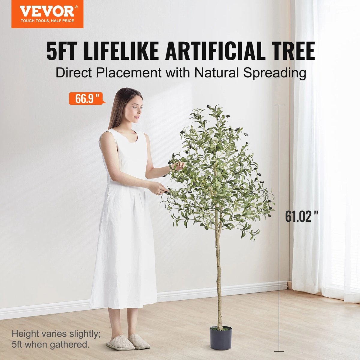 Kunstplanten - Kunstplanten voor binnen - Kunst plant - Olijfboom - 155 cm hoog