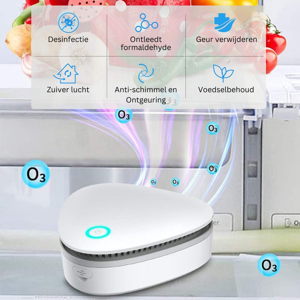 Ozon generator - Ozon apparaat - Ozongenerator - Luchtreiniger - Koelkast reiniger - Lucht verschoner - Lucht sterilisatie - Draagbare Ozonsterilisator - 220V - 25W - Luchtvolume 50m³/u - Wit