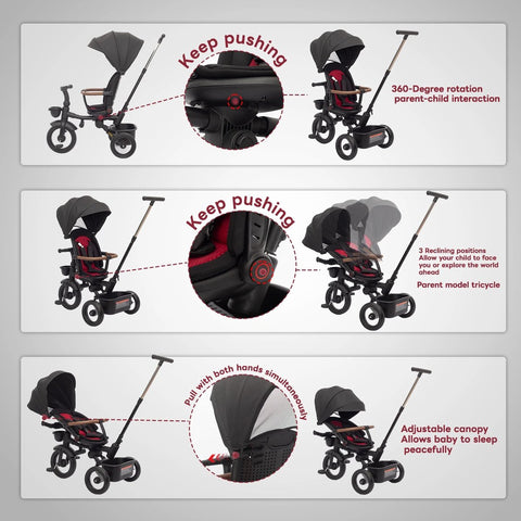 Buggy - Strollers - Pushchair - Prams and Buggies - 7 in 1 foldable tricycle - For 6m+ to 5 years