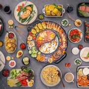 Hotpot Pan met Koreaanse BBQ-grill - Elektrische 2-in-1 Fondue en Rookloze Barbecue 220V 2200W